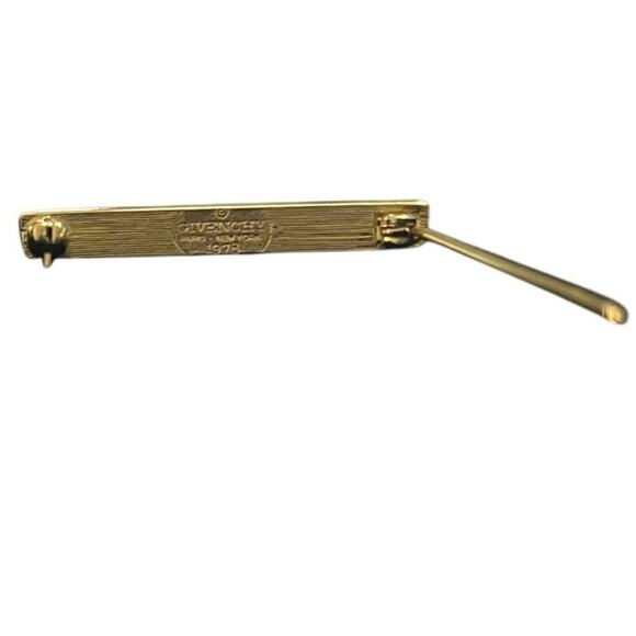 Givenchy | Bar Brooch | Gold Tone & Rhinestone Baguettes | Vintage, circa 1978 - Picture 8 of 11